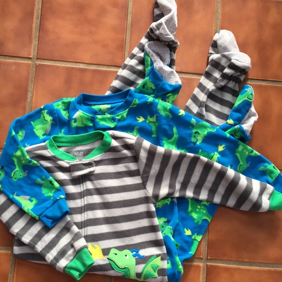 Lot of 2 Matching Dragon Fleece Footie Sleepers 4T - Picture 5 of 5